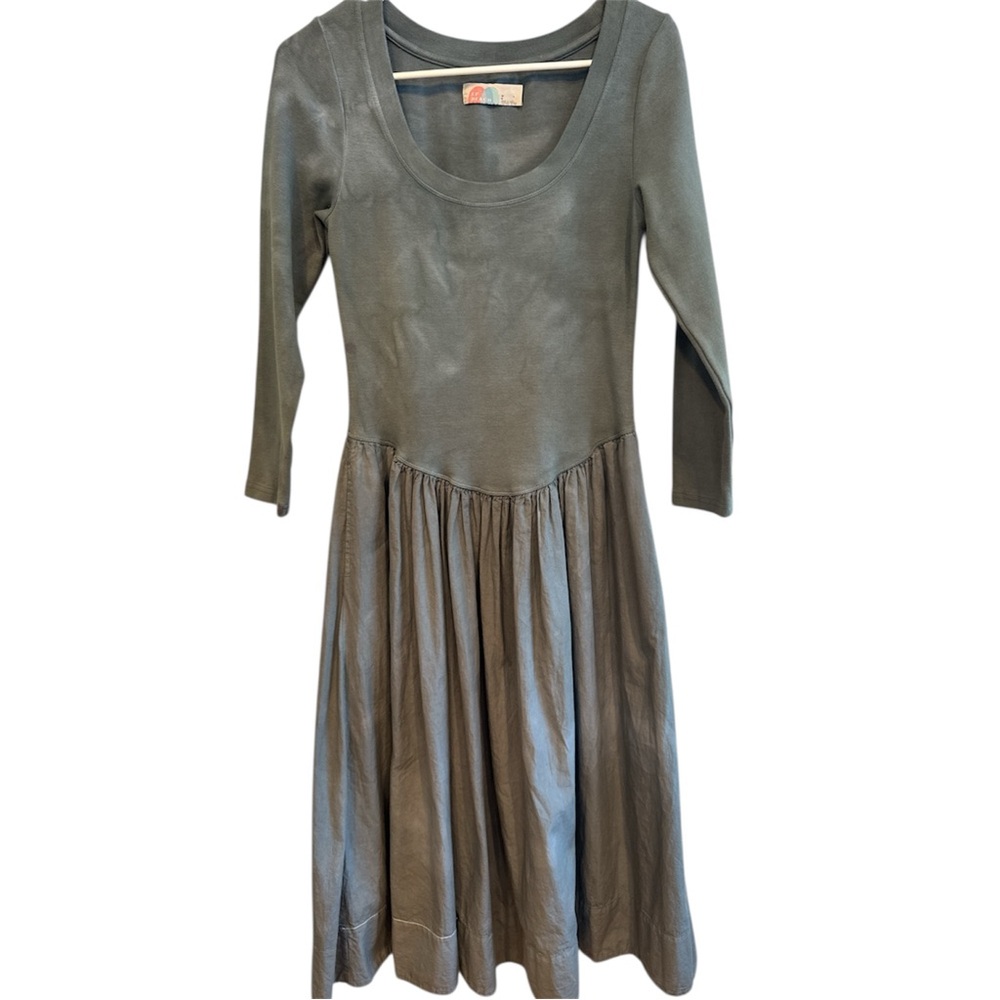 Free People Beach Aelia Drop Waist Midi Green Subtle Tie Dye Size S